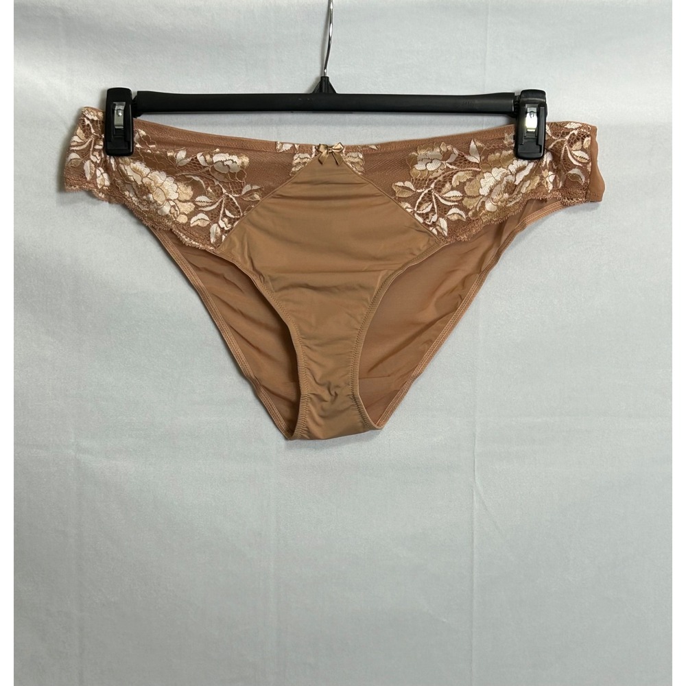 Adore Me Tan Floral Lace Mesh Bikini Panties Plus Size 2X New With Tags